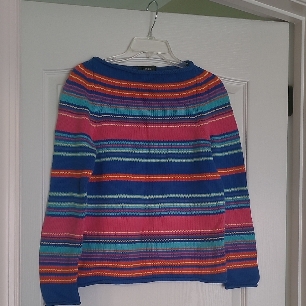 Ralph Lauren Size S Colorful Striped Cotton Sweater